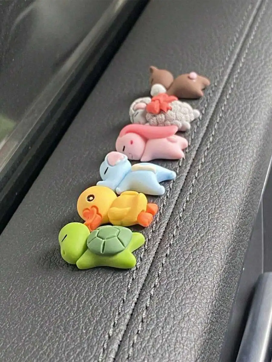 6pcs Tortoise & Elephant Design Polyresin Car Ornament