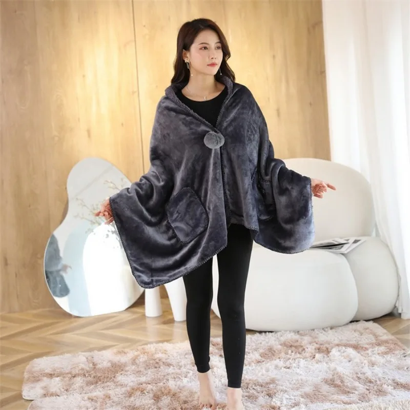 2025 جديد بلون متعدد الوظائف شال بطانية صوف الضأن الشتاء سميكة بطانية دافئة الفانيلا الغداء استراحة بطانية