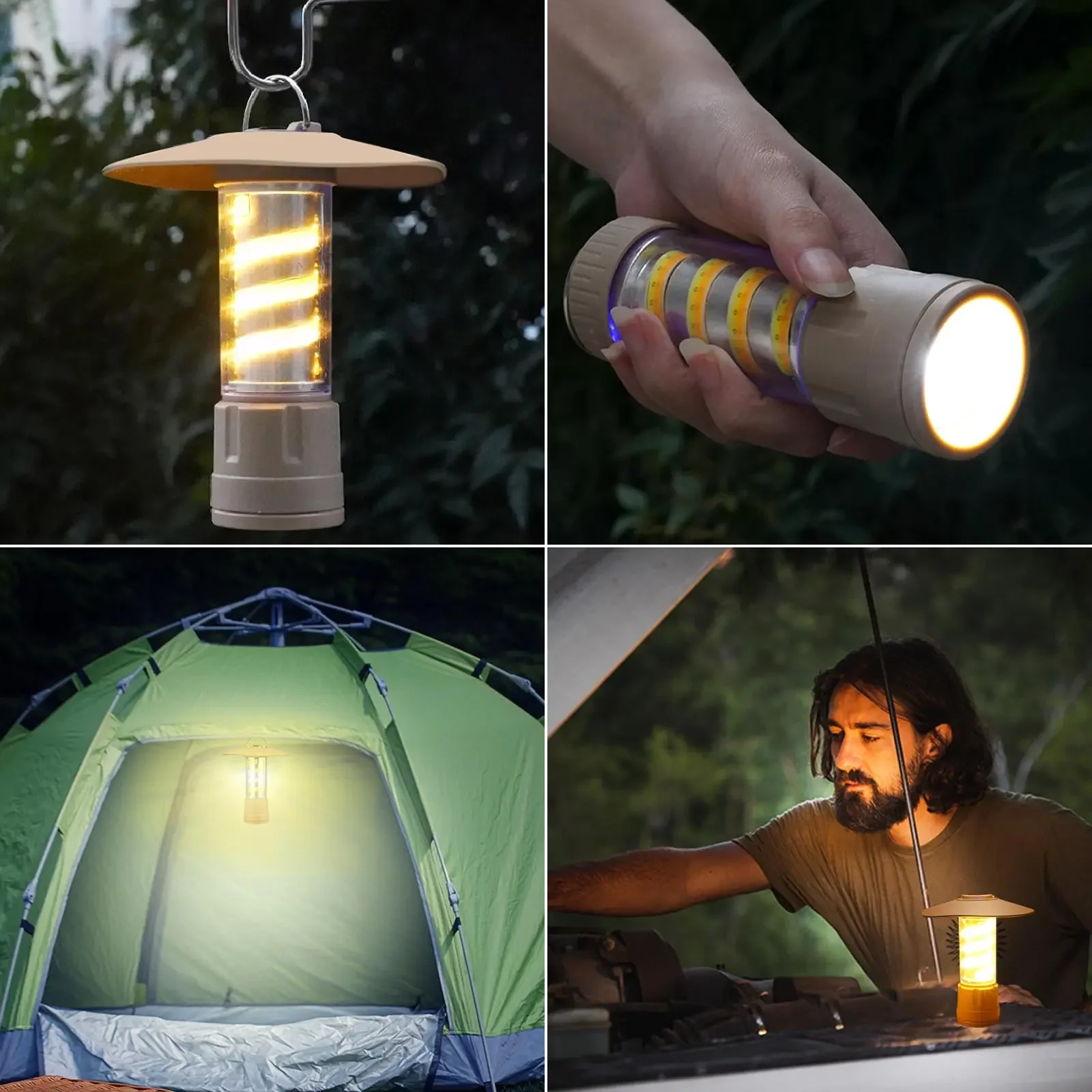 Skywolfeye 2pcs Camping Lamp USB Rechargeable Waterproof  High Power Camping Flashlight for Camping Hiking