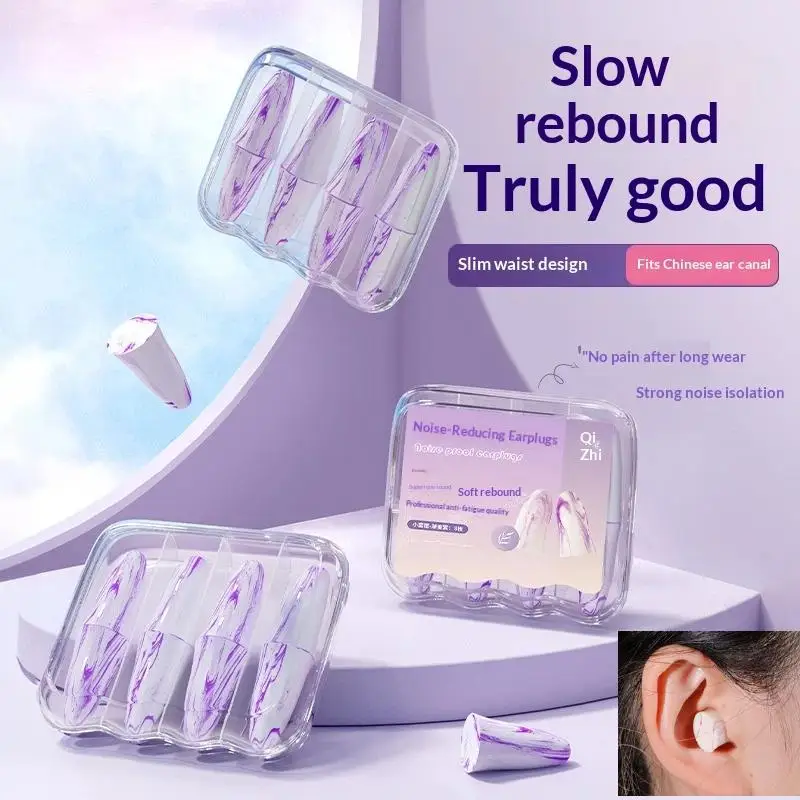 

4 Pairs Ear Care Sleep Ear Plugs Gradient Sponge Earplugs Noise Reduction Sound Insulation Soft Slow Rebound Earplugs