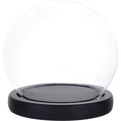 Glass Display Dome Cloche with Black Wood Base Decorative Display Dome Case Globe