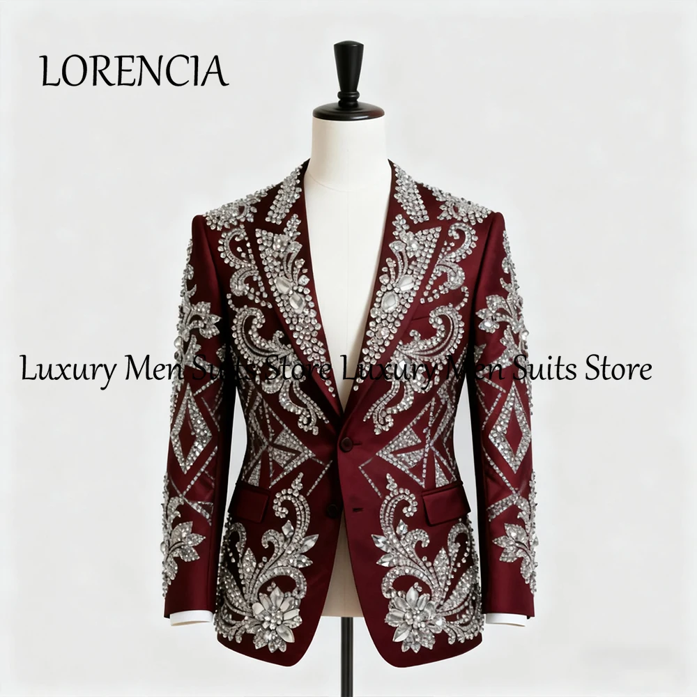 

Изысканные мужские костюмы со стразами, комплект из 2 предметов, ювелирные изделия, смокинги, наряды для свадебной вечеринки, пиджак по индивидуальному заказу, брюки, roupas masculinas