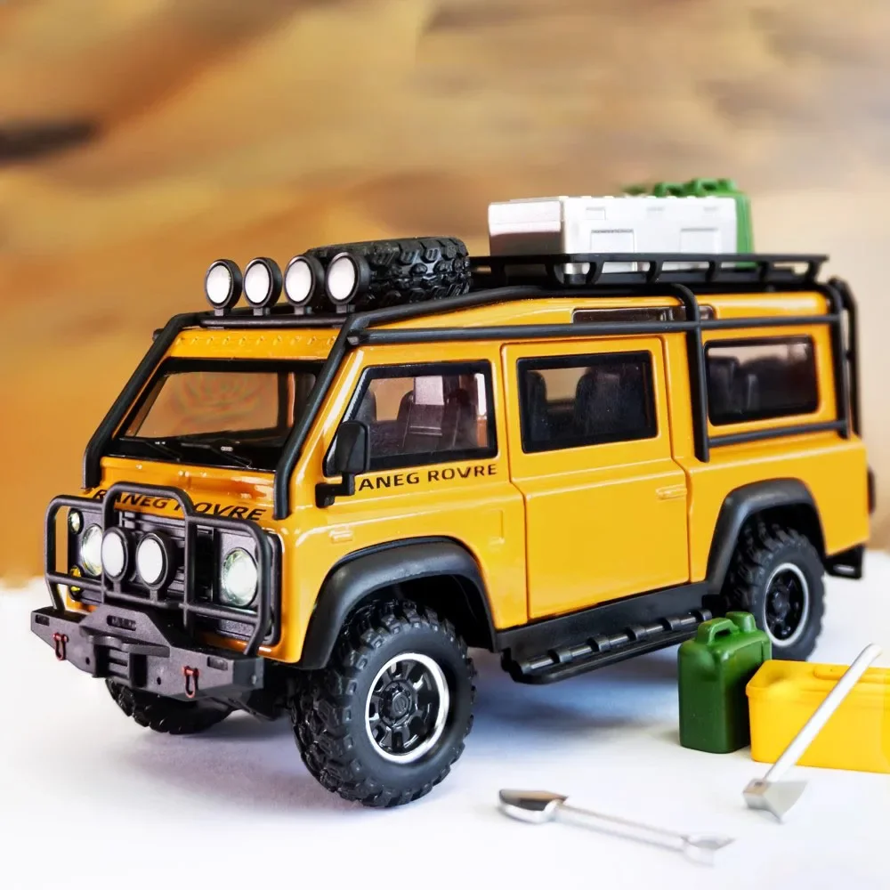 Modèle de voiture Land Rover à l'échelle 1:32 pour enfants, absorption des chocs, nervure arrière, simulation, tout-terrain, modèles de véhicules Van, son, lumière, cadeaux