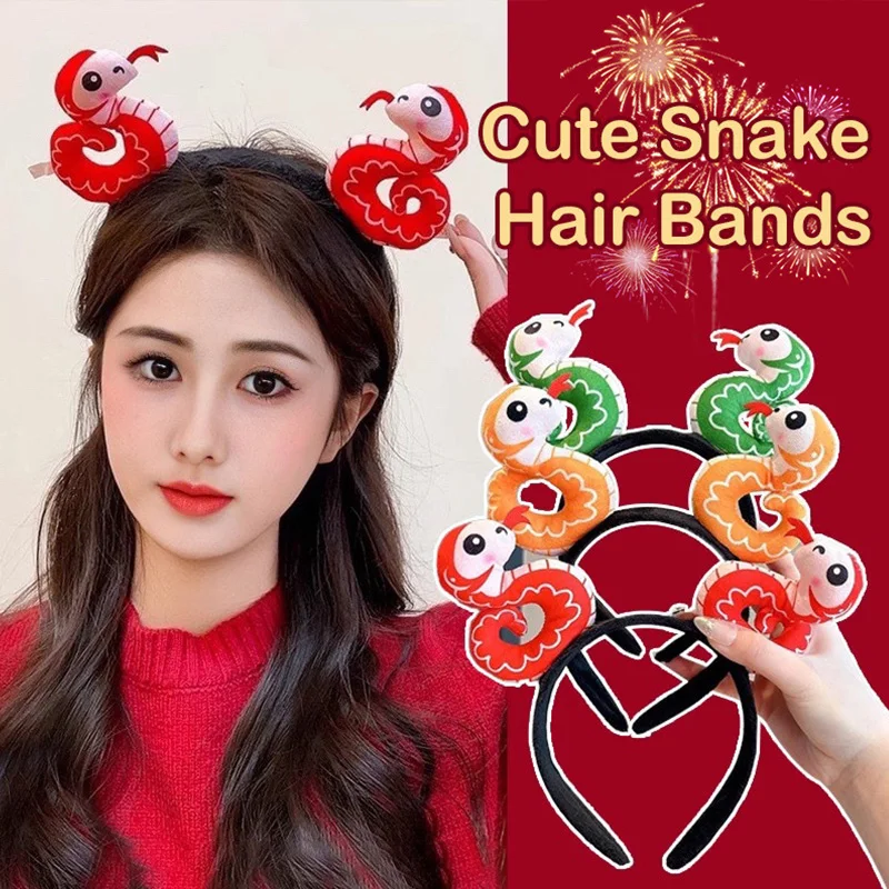 2025 New Chinese Snake Year Hair Hoop Zodiac Headwear Rave Party Headpiece Unisex Hair Band Party Cosplay Costume Props