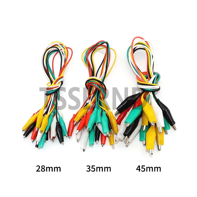 1Set/10PCS Alligator Clips Electrical DIY28mm Test Leads Alligator Double-ended Crocodile Clips Roach Clip Test Jumper Wire 46CM