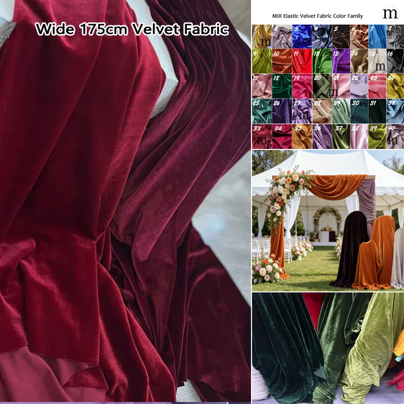 Tela de terciopelo suave de 175cm de ancho para decoración navideña, decoración de fiestas de boda, tela para cortinas, material de costura para vestidos hechos a mano DIY