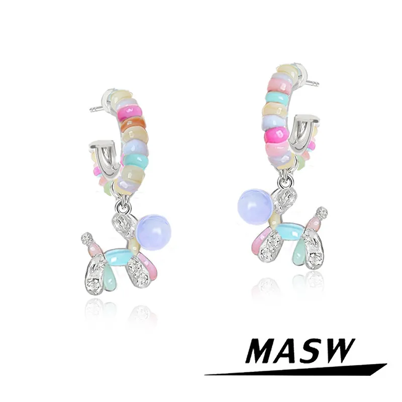 MASW Original Design Sweet Splicing Color Dog Earrings For Women Party Gifts Fashion Jewelry Accessories 2026 Trend New