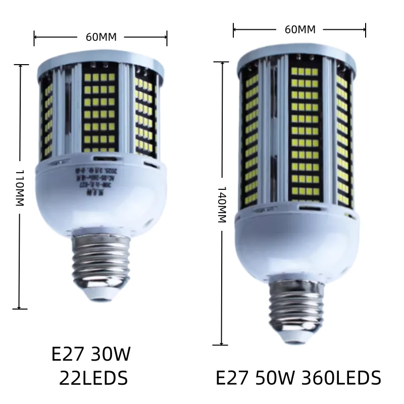 E27 LED Lamp Lights  30W 50W 80W 100W 120w Aluminum  AC85-265V Corn Bulb Pendant Lighting Ceiling Light