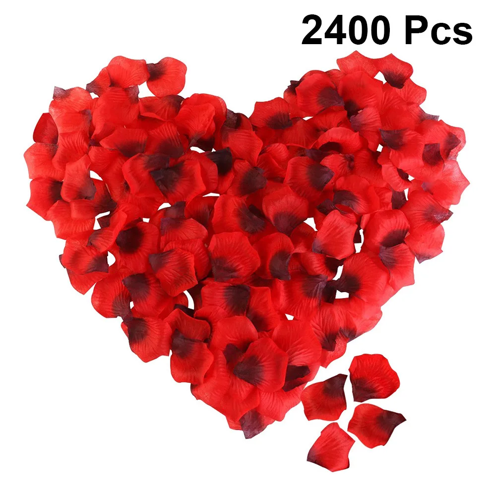 

2400Pcs Realistic Fabric Rose Petals Artificial Flower Petal Bulk Wedding Favor Filler Dark Red Party Decorations Supplies