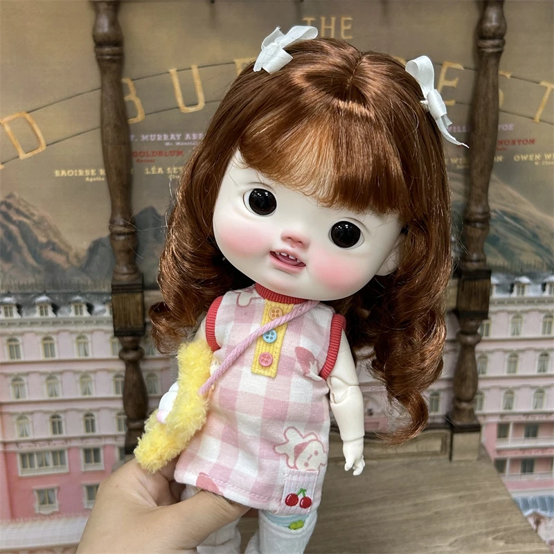 

BJD Doll Girls Wig 1/4 1/3 Da Toe Dian Dian Golden Purple Roman Scroll Soft Milk Silk Butterfly Knot Hair Wig Doll Accessories