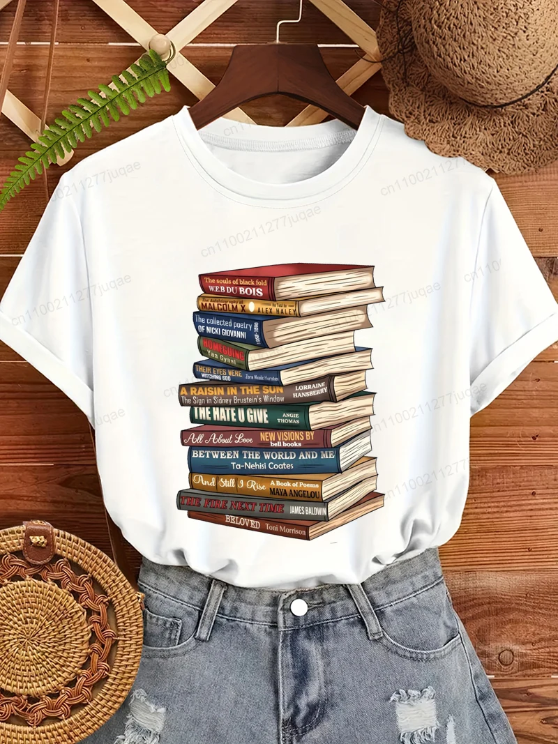 T-shirt for Women Men Black History Books Fashion Trend Print T-Shirts Honoring Past Inspiring Casual Short Sleeve Tshirts Top