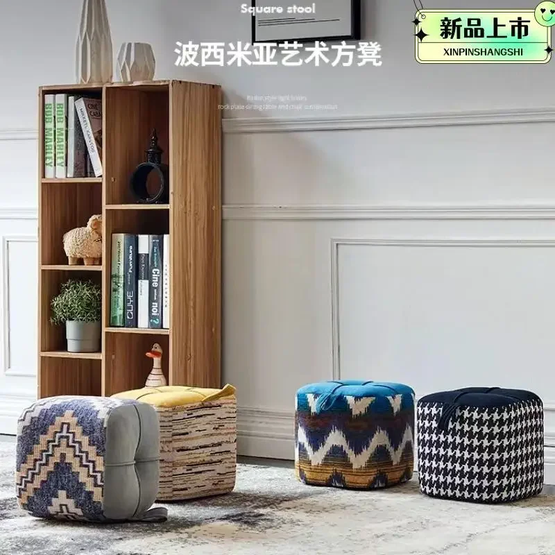 

Small Low Stools Modern Simple Doorway Shoe Change Stool Living Room Sofa Stool Solid Wood Coffee Table Stools Creative Bench