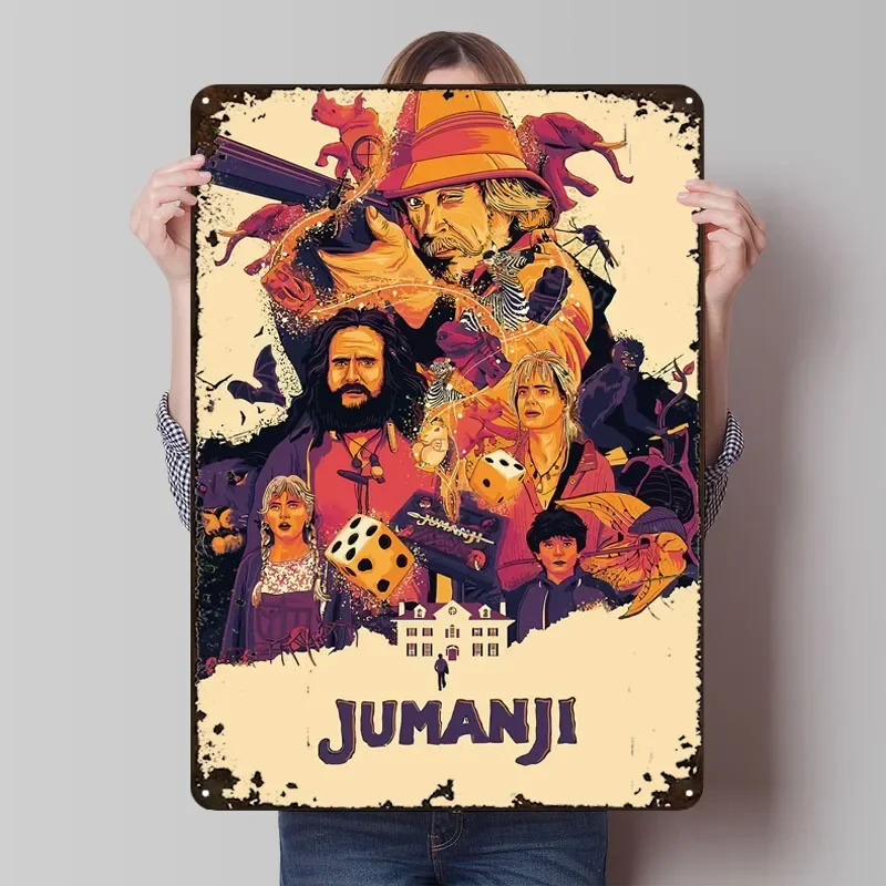 ملصق الفيلم الكلاسيكي Jumanji علامة معدنية لتزيين غرفة الألعاب لوحات القصدير المخصصة لتزيين جدران الفن عناصر ديكور المنزل الرجعية #1