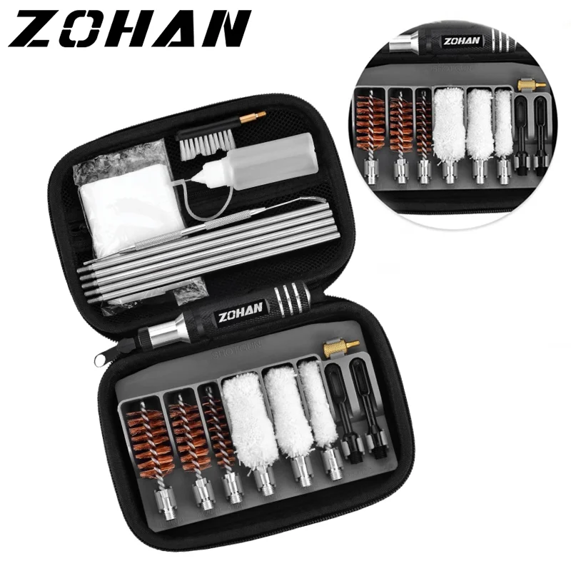 

Набор для чистки дробовика ZOHAN для калибра 12, 20, 410, набор щеток для пистолета, аксессуары для охоты, принадлежности, щетка для чистки пистолета