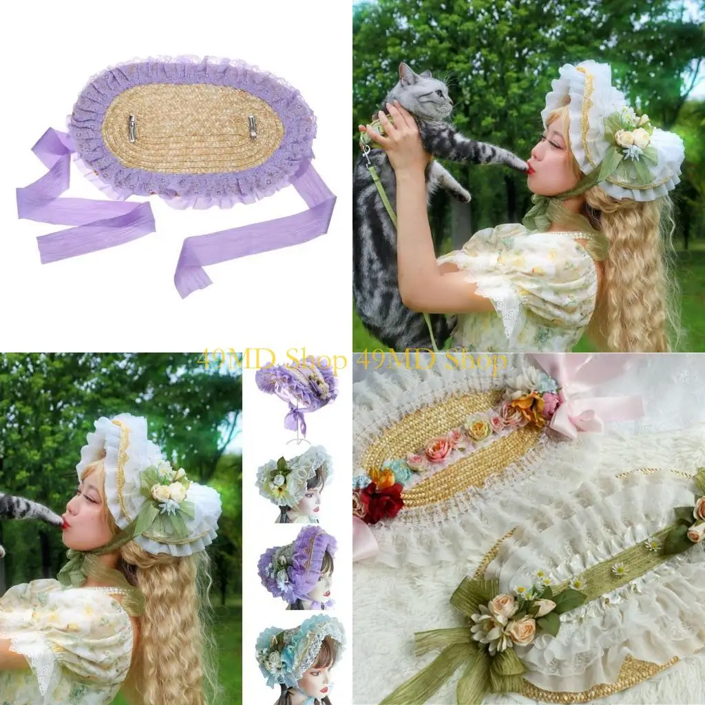 

49MD кружевные очарователи для женщин викторианский капот викторианский головной треск