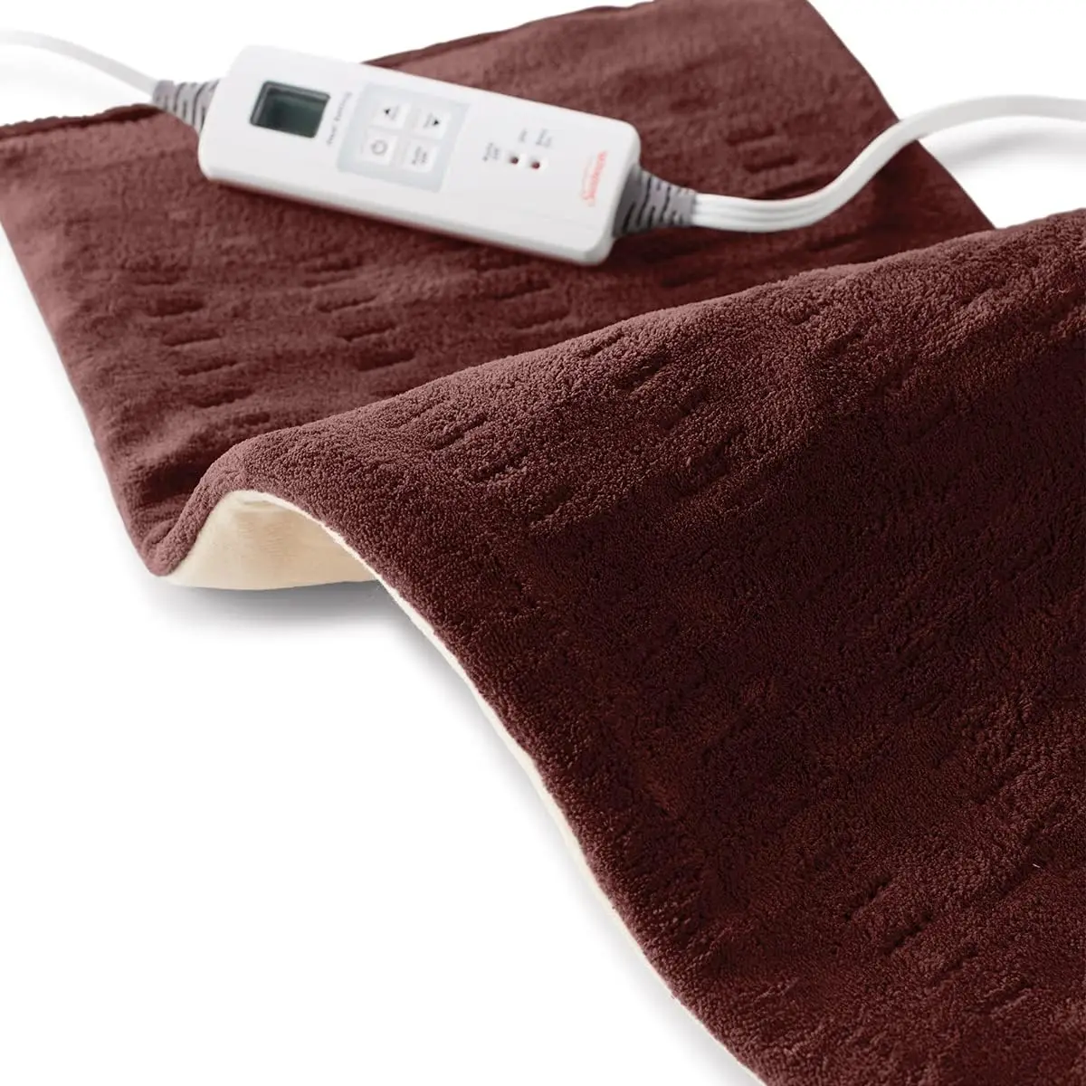 

XL Back Neck and Shoulder Heat Pad with Auto Shut Off, 6 Settings, Machine-Washable Microplush Fabric - Burgundy
