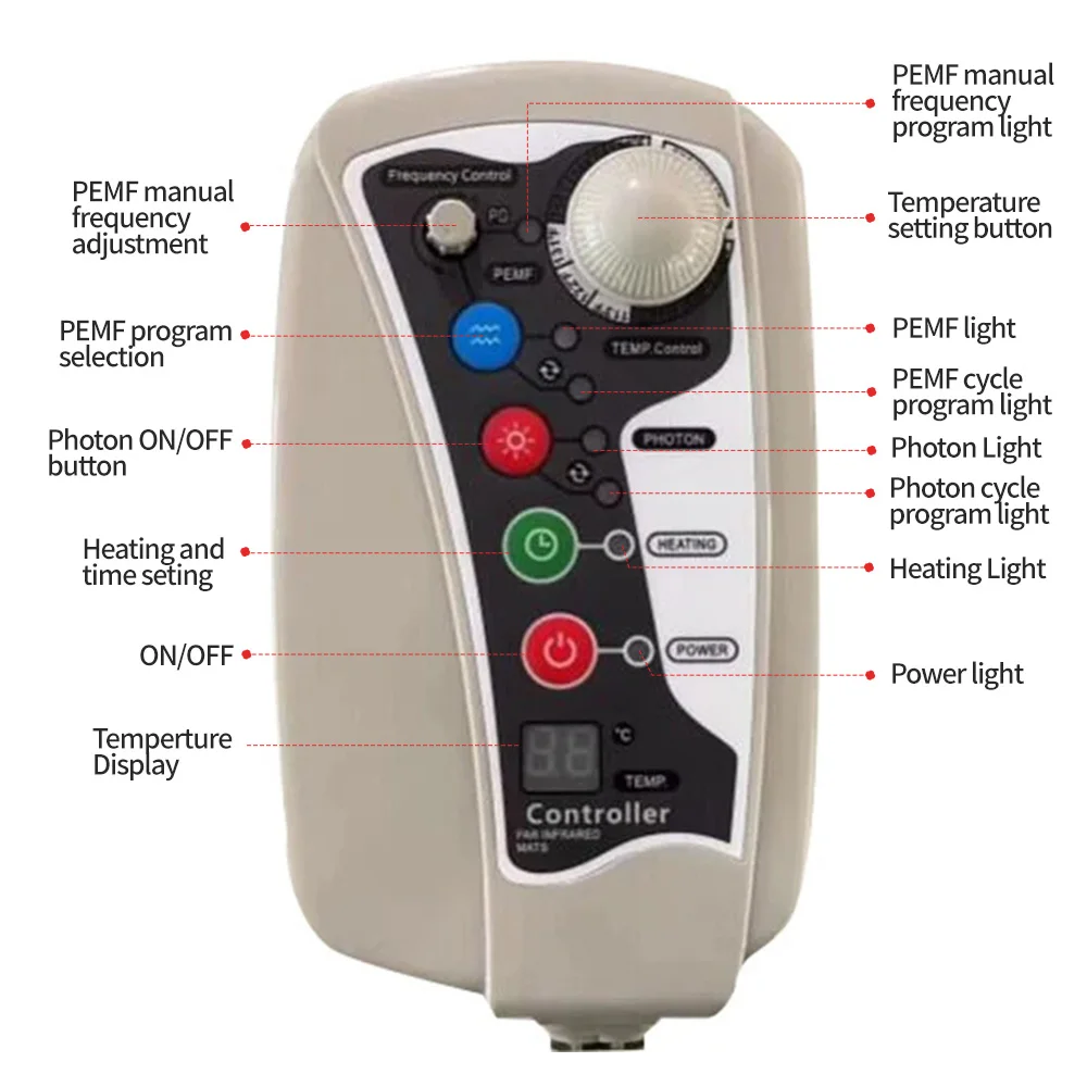 PEMF & Infrared Heating Mat with Natural Crystals - Full Body Photon Therapy Pad for Muscle Pain Relief, Anxiety Reduction