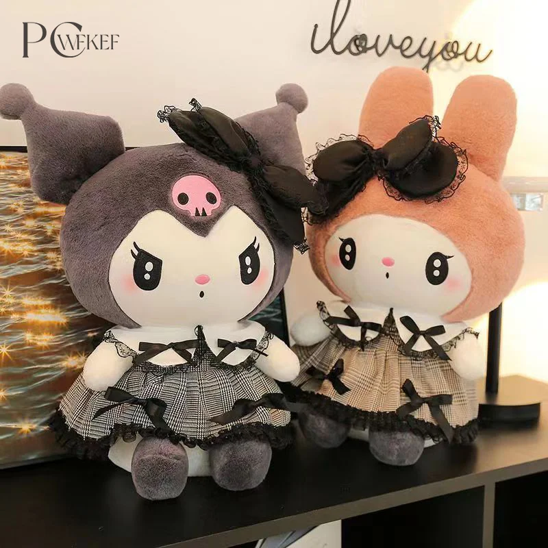 

29cm Dark Sanrio Kuromi Melody Plush Toys Pillow Anime Stuffed Doll Anime Sofa Cushion Girl's Room Decoration Gift