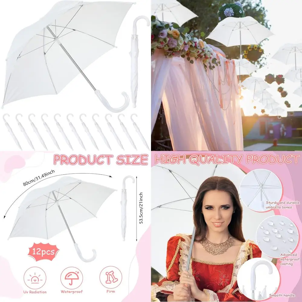 

DIY 12-Piece Second Line Umbrella Set for Weddings, Bridal, and Masquerade Parties - Black Gold, Full Size 32 Inches