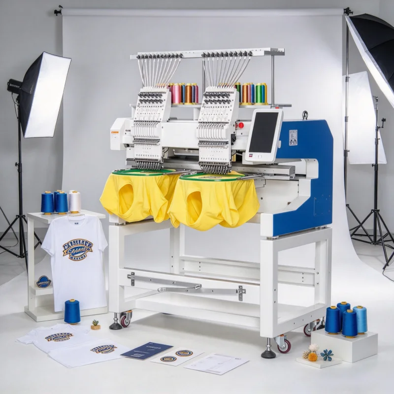New High-Accuracy Computer Embroidery Machines 2 Heads Industrial Name Sewing Cap Shirt Design Printing Embroidering