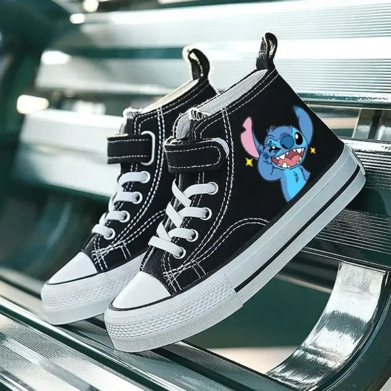 Comfort Shoes Children Disney Print Lovely Girl Casual Cartoon High-top Sport Boys Kids Canvas Lilo Stitch Shoes Tennis Shoes 61