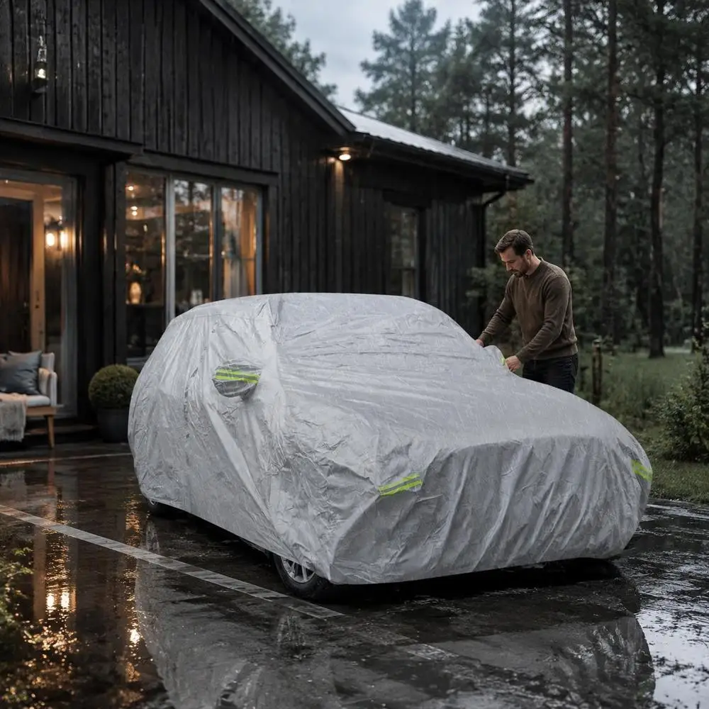 Housse de protection robuste argentée pour camping-car 483x191x153 CM, bâche de protection durable pour véhicule avec porte zippée pratique, abri extérieur multifonctionnel pour camping-car, remorque et caravane, anti-UV et anti-poussière pour le stationnement extérieur.