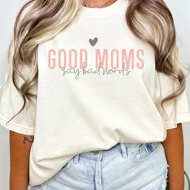 أمهات جيدة قل كلمات سيئة DTF نقل طباعة أمي عيد الأم نقل الحرارة جاهز للضغط على بقع نقل الحرارة للقمصان