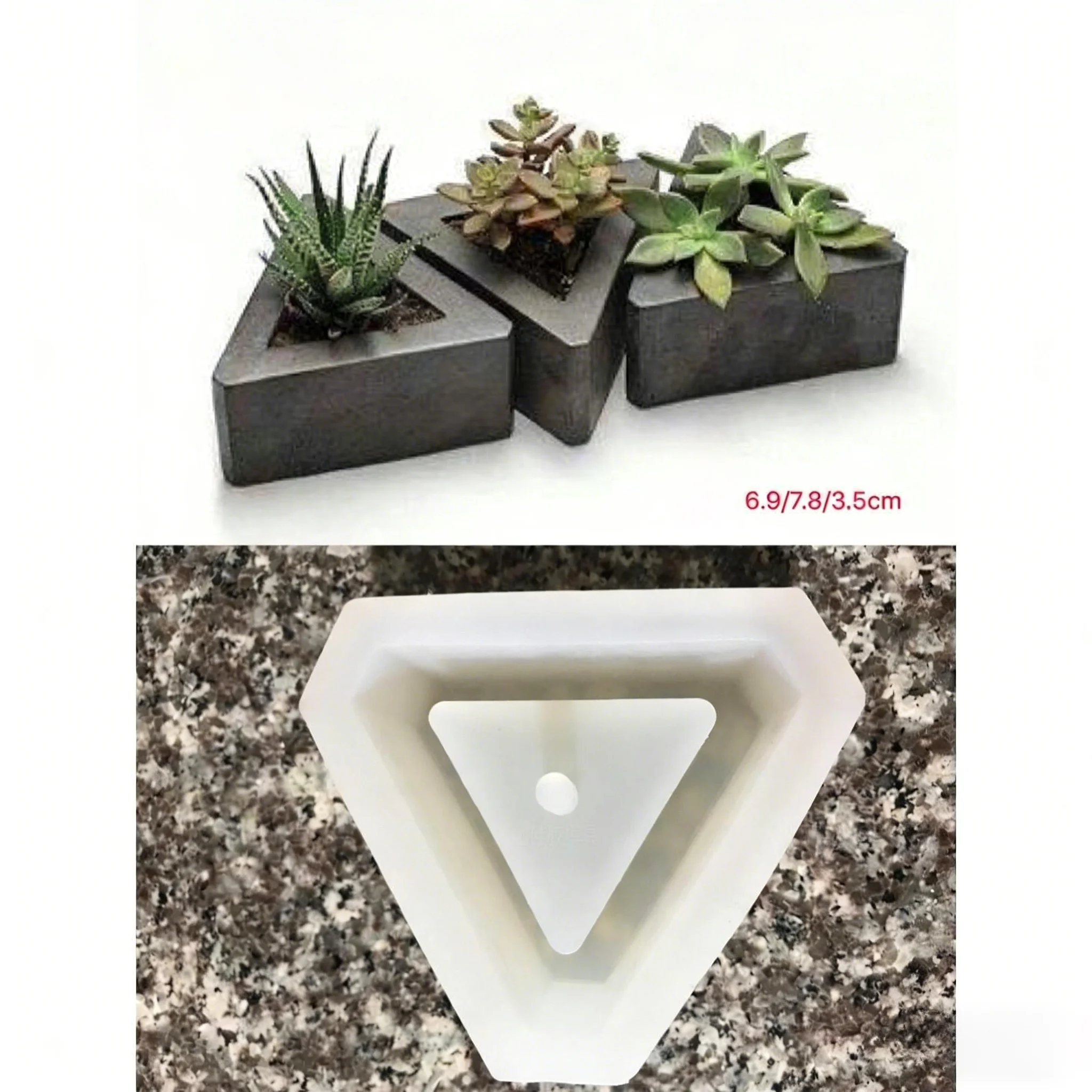 Triangle Silicone Succulent Planter Mold, Flexible Cement Flower Pot Form, Reusable DIY Mould for Home Craft Project