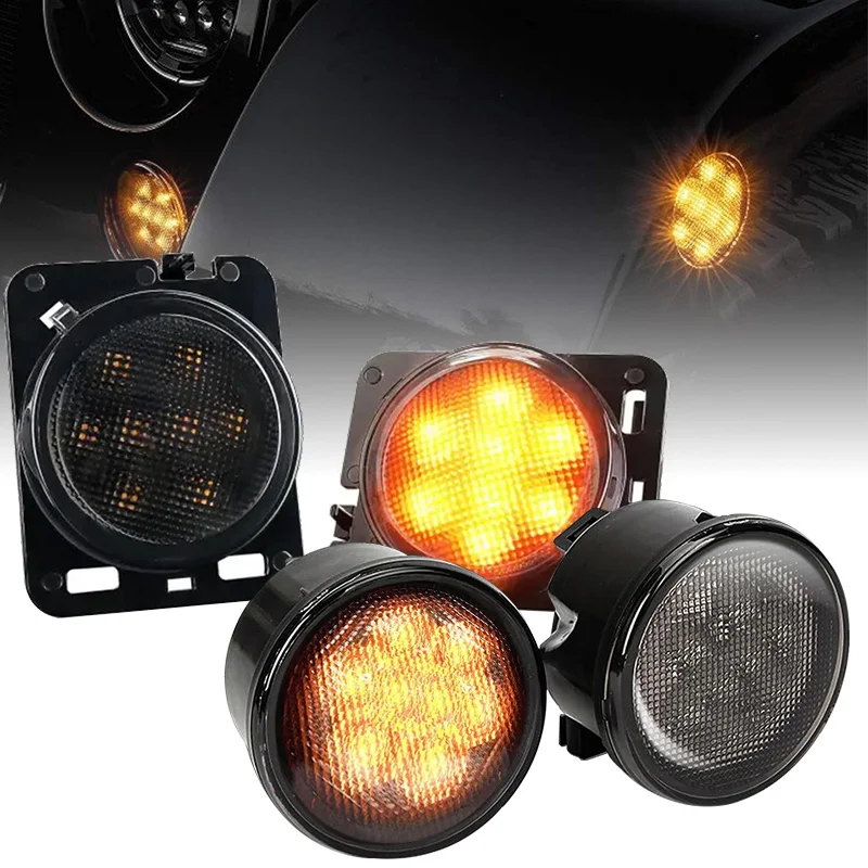

Front LED Turn Signal Light Assembly Car Bumper Led Fog Grille Light Side Marker Fender Lamp Kit for Jeep Wrangler JK 2007-2017