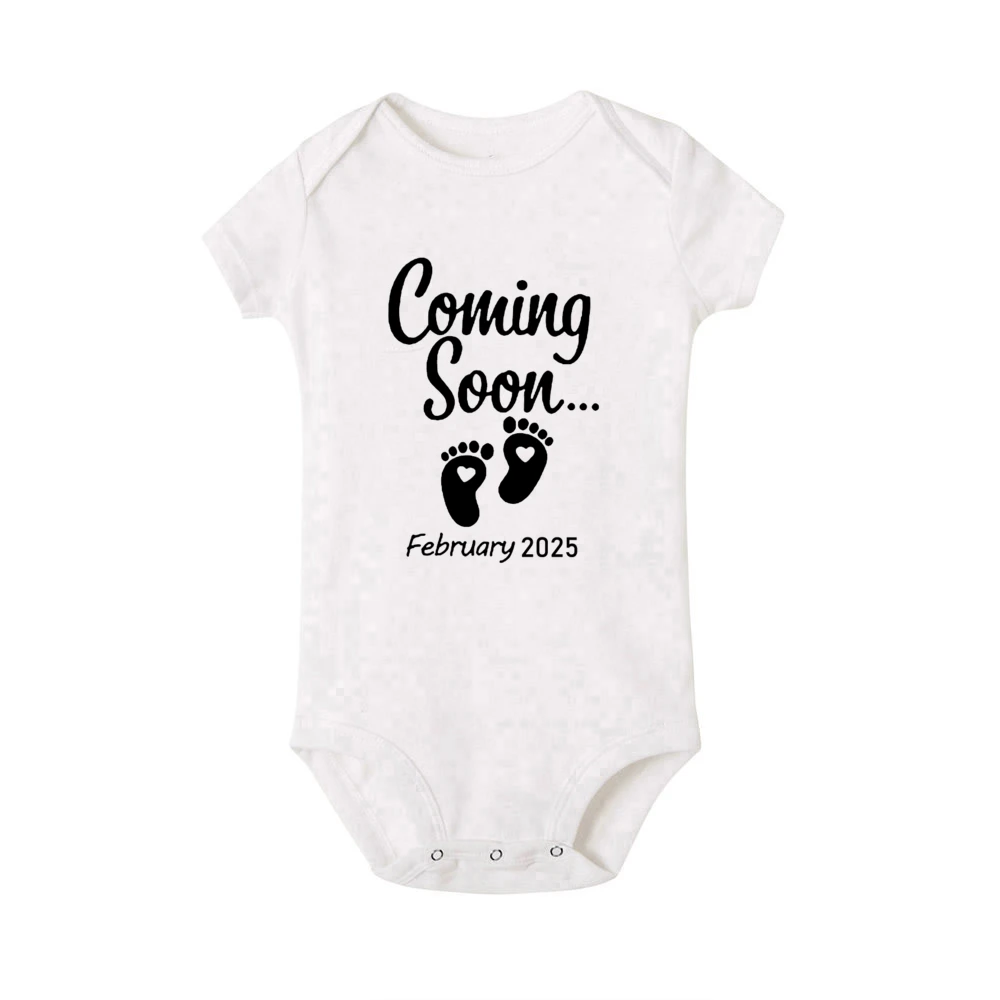 Baby Coming Soon 2025 Baby Announcement Newborn Bodysuit Summer Baby Romper Pregnancy Reveal Clothes Girls Boys Jumpsuit Outfits