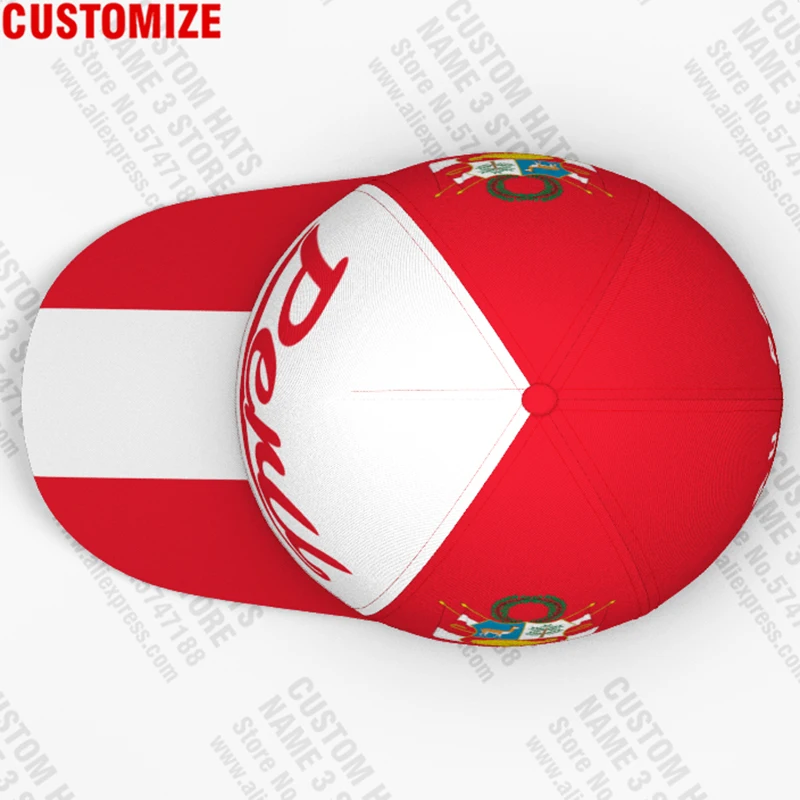 Peru Baseball Caps Free 3d Custom Made Name Team Logo Pe Hats Per Country Travel Republic Nation Peruvian Flags Spanish Headgear