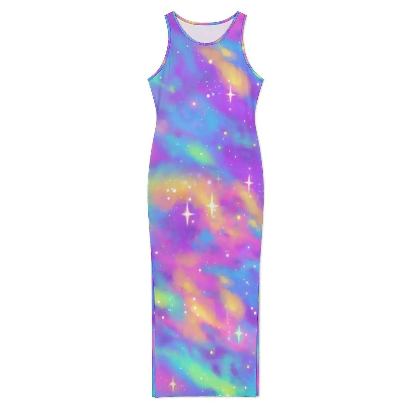 Abstract Star Print Dress Sleeveless Pastel Galaxy Pretty Maxi Dresses Spring Aesthetic Custom DIY Bodycon Dress 2XL 3XL 4XL
