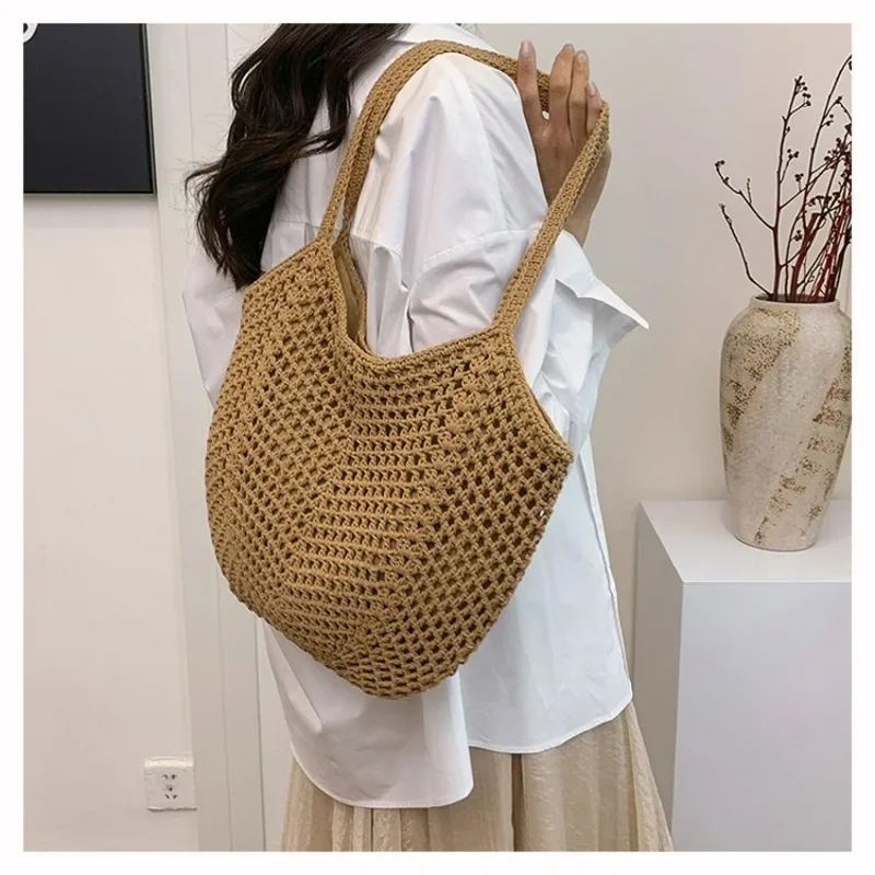 2026 New Spring and Summer Versatile Leisure Shoulder Seaside Vacation Beach Bag Woven Straw Bag Women