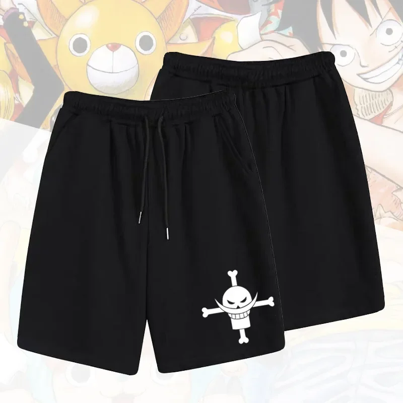 Summer Classic Cartoon Pirate King Cartoon Casual Pants for Men's Lufei Anime Peripheral Micro Elastic Loose Sports Shorts Trend