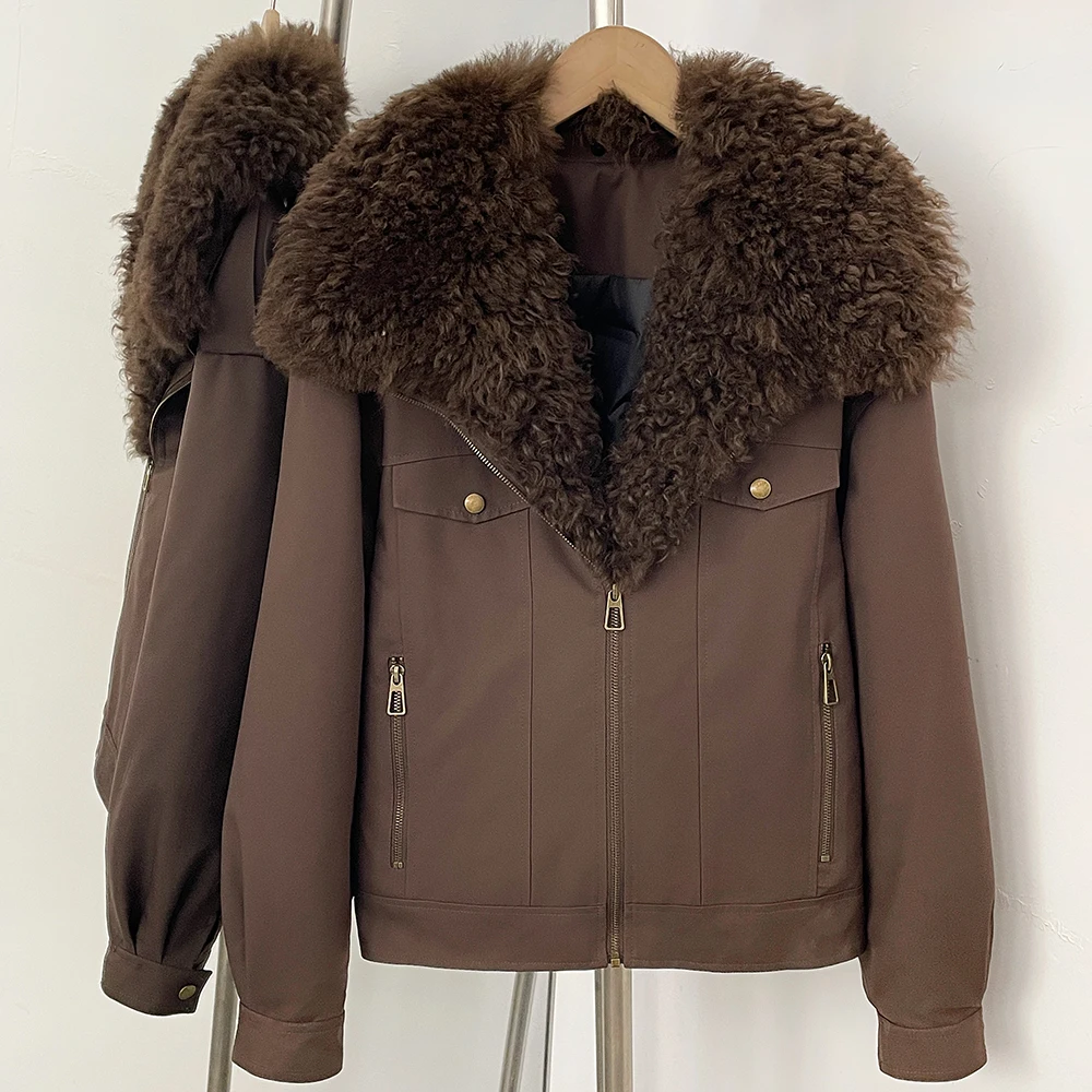 Duck Down Jackets for Women Loose Fit Real Fur Coats Warm Winter Lightweight Padded Jackets City Wear and Seasonal Layering