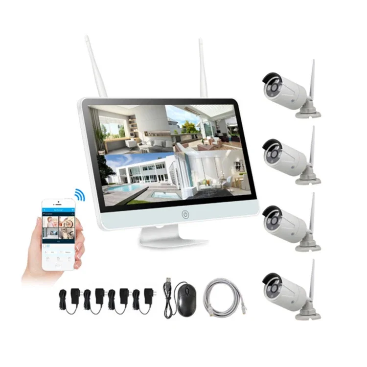 

Jianvision 4 Channels Eseecloud App Long Range Wireless Security Cctv Camera System Commercial with 16inches NVR