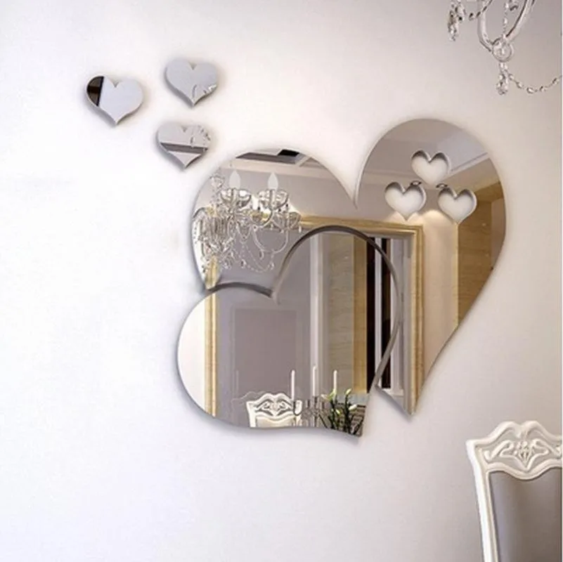 3D Mirror-Surface Wall Sticker LOVE Heart Shape DIY Art Mural Home Decoration Wall Ornament Waterproof Stickers dropshipping