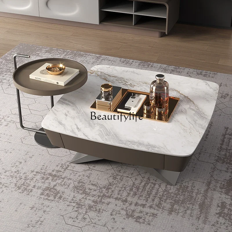 Coffee table household light luxury modern Italian minimalist high-end marble coffee table