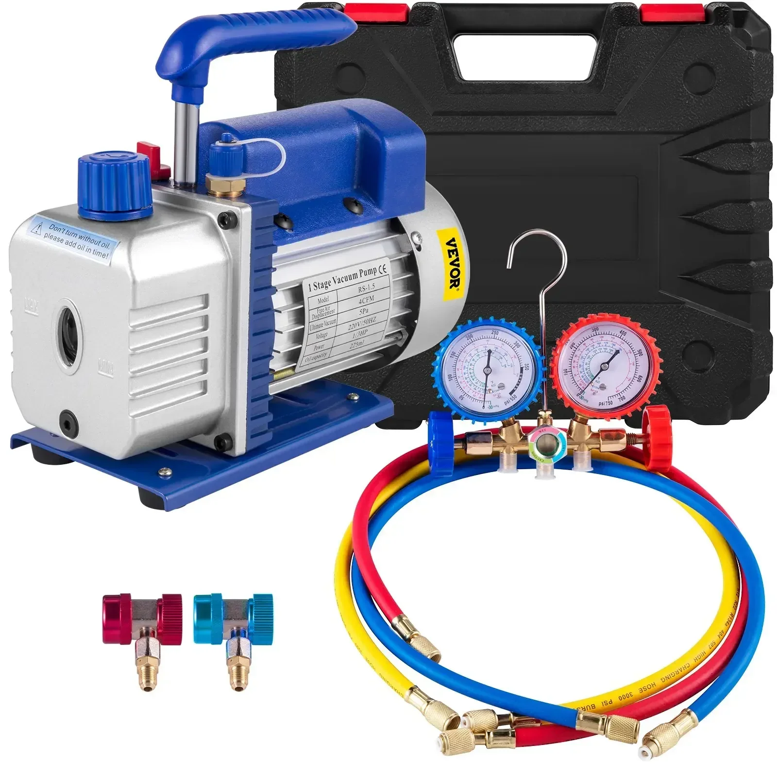 Vacuümpomp met meters AC-koelmiddel HVAC-koeling Vacuümverpakking Airconditioning Auto-onderhoud 1.8-4.8CFM