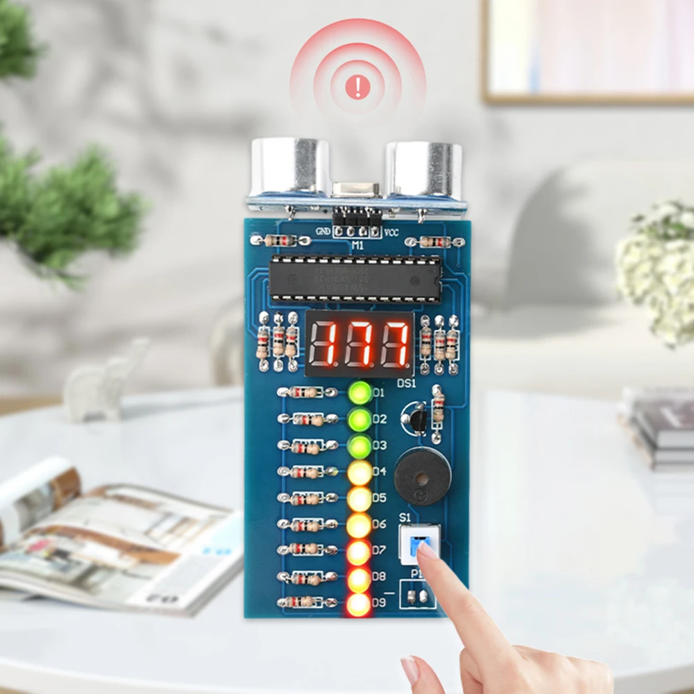 DC 4.5-6V Ultrasonic Ranging Alarm Module 0-40cm Distance Measuring Digital Tube LED Indicator Buzzer Alarm DIY Welding Practice