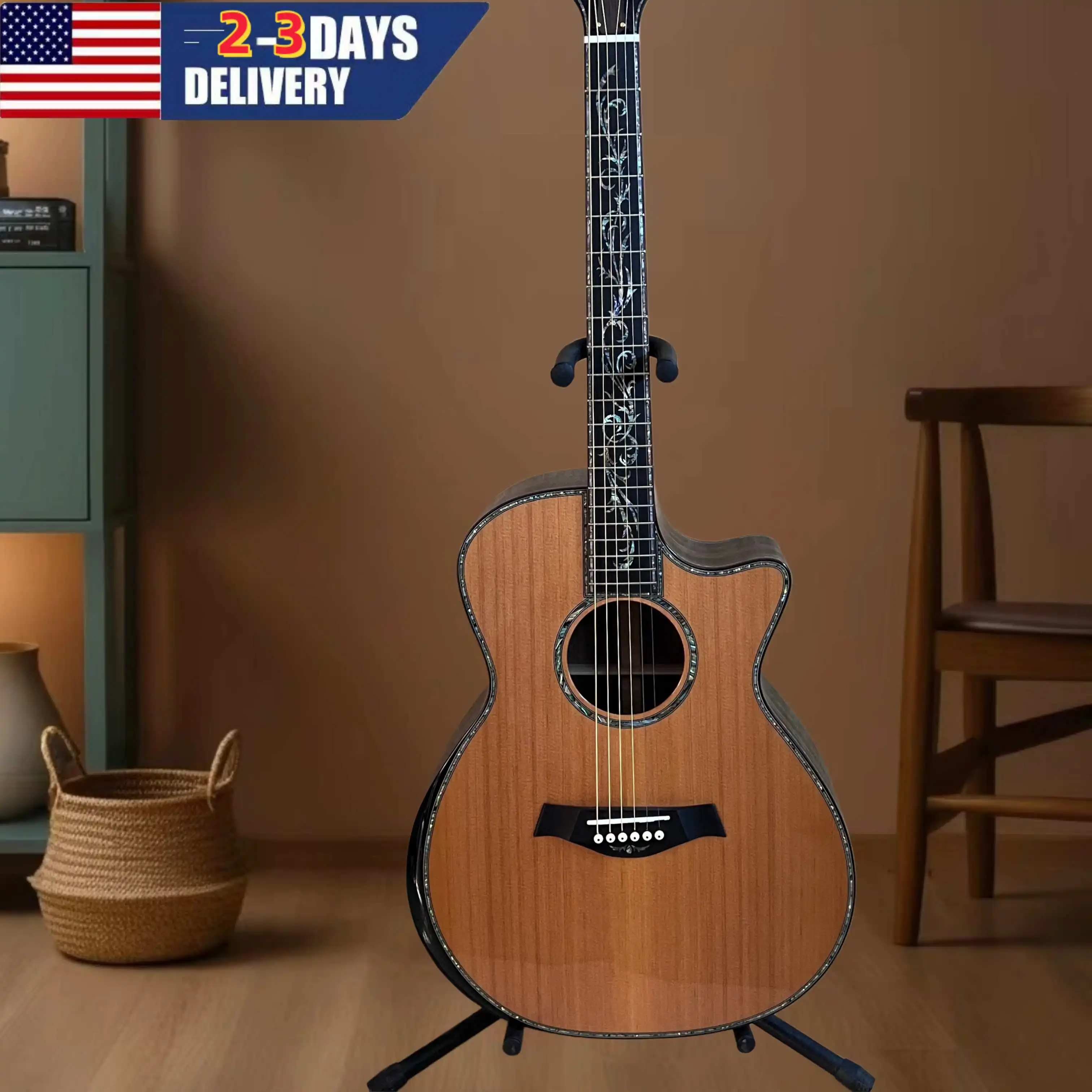 

Professional Red Pine Top Acoustic Guitar PS14 Model 6 String Bone Nut Suitable for Music Festival Performances