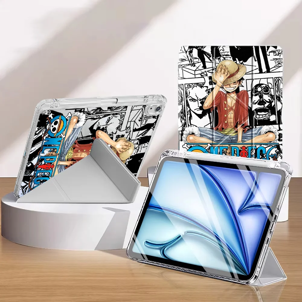 Tablet Case For iPad 12th 10th Gen Mini 7 6 5 11th Air 8 M2 M3 3 Pro 13 2025 2026 9th With Pen Slot Cover Cartoon Zoro Luffy