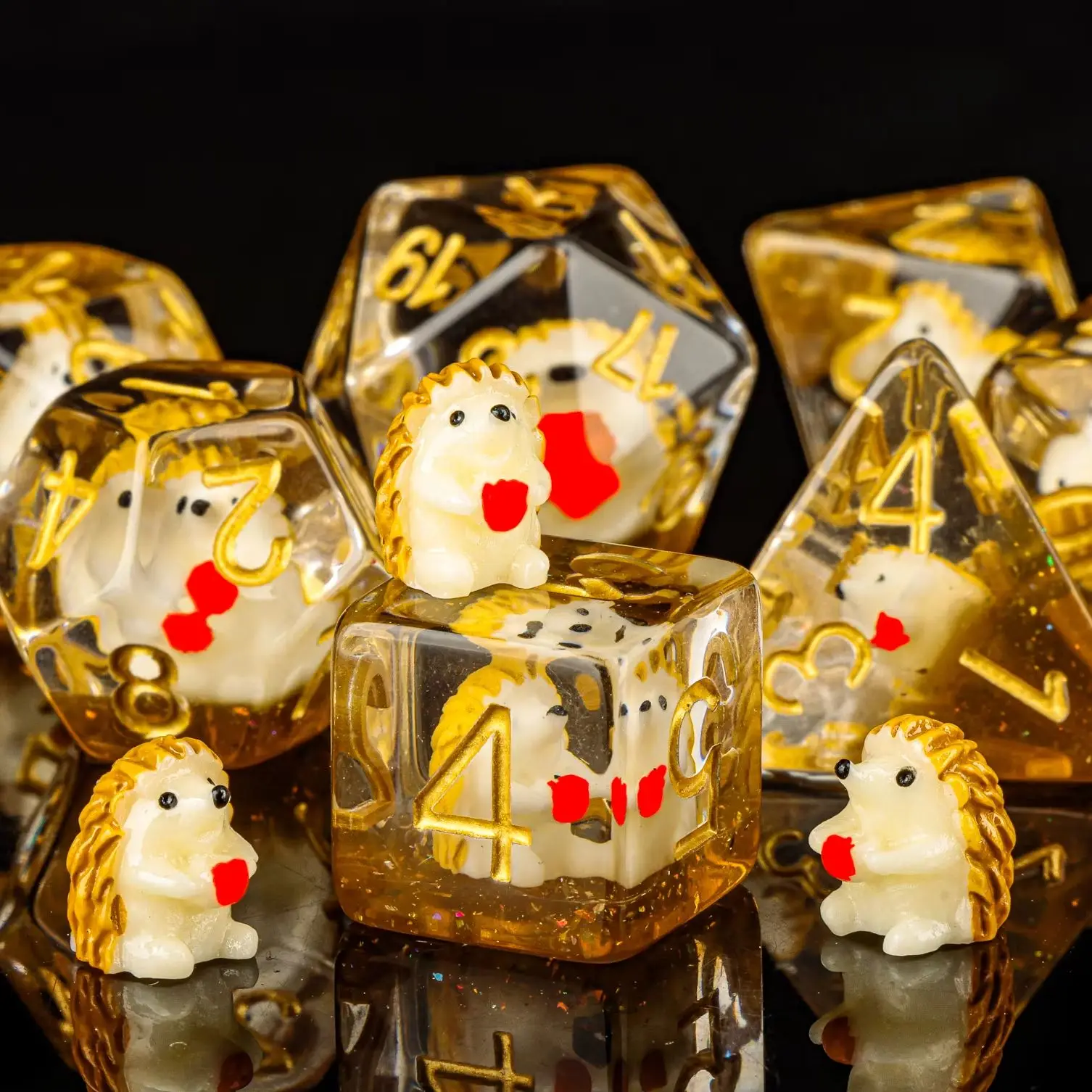 القنفذ الراتنج مجموعة نرد للزنزانات والتنينات DnD نرد متعدد السطوح الحيوان آر بي جي لعبة النرد D & D النرد لطيف الحيوان