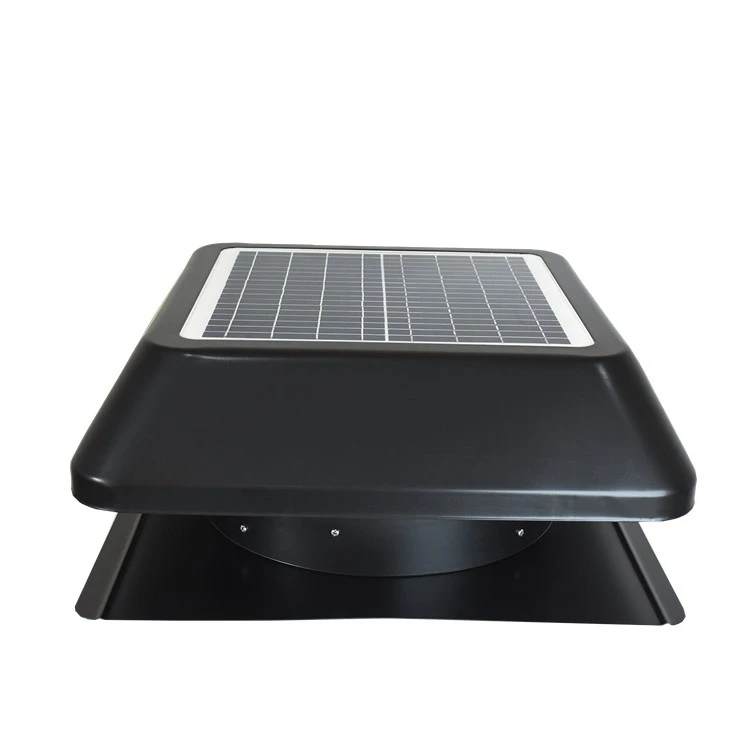 14 inch air duct with brushless DC motor black solar panel powered axial flow roof vent attic fan