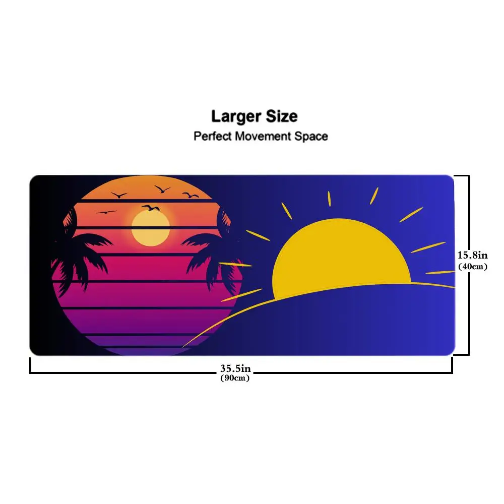 Alfombrilla de ratón de árbol de coco de neón, accesorios para juegos, alfombrilla de teclado XXL con borde de bloqueo grande, alfombrilla de mesa de 900x400mm, alfombrilla de ratón para juegos