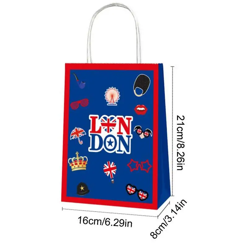 12pcs Union Jack Paper Gift Bags Portable British Bags Multipurpose UK Hand Sack Kids Birthday Party Baby Shower Wedding Sweets