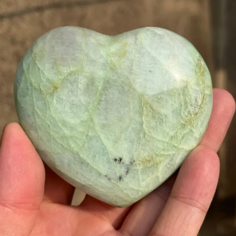 Natural Green Moonstone Heart Unique and Genuine Crystal for Healing Meditation and Gifts