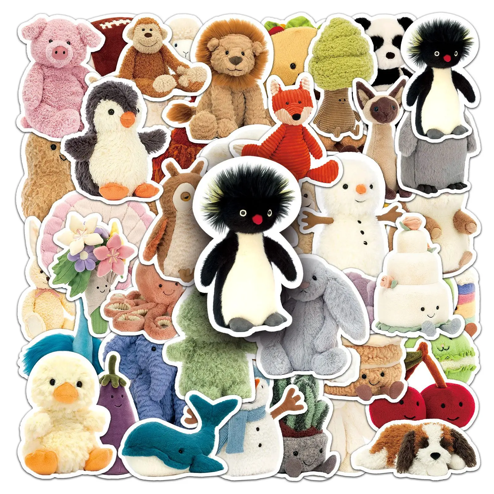 

10/51PCS Plush Toys Cartoon Stickers Cute Jellycat Graffiti Decals Kids Toys Decoration Suitcase Fridge Laptop Guitar Car Bike