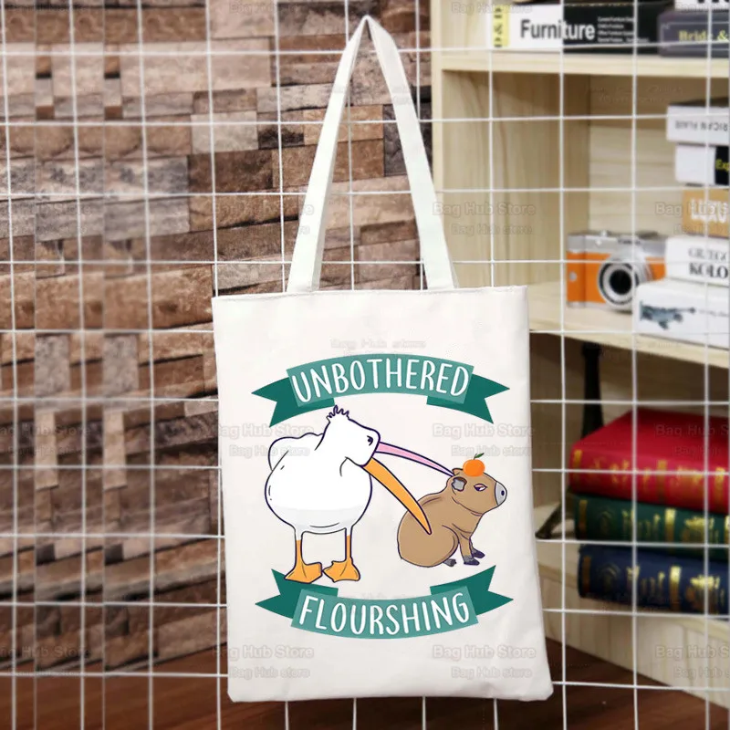 Capybara Cartoon Cute Animal Shopping Bag Capybaras Bolsas De Tela Shoulder Capibara Jute Bag Cotton Bag Jute Sacola Reciclaje