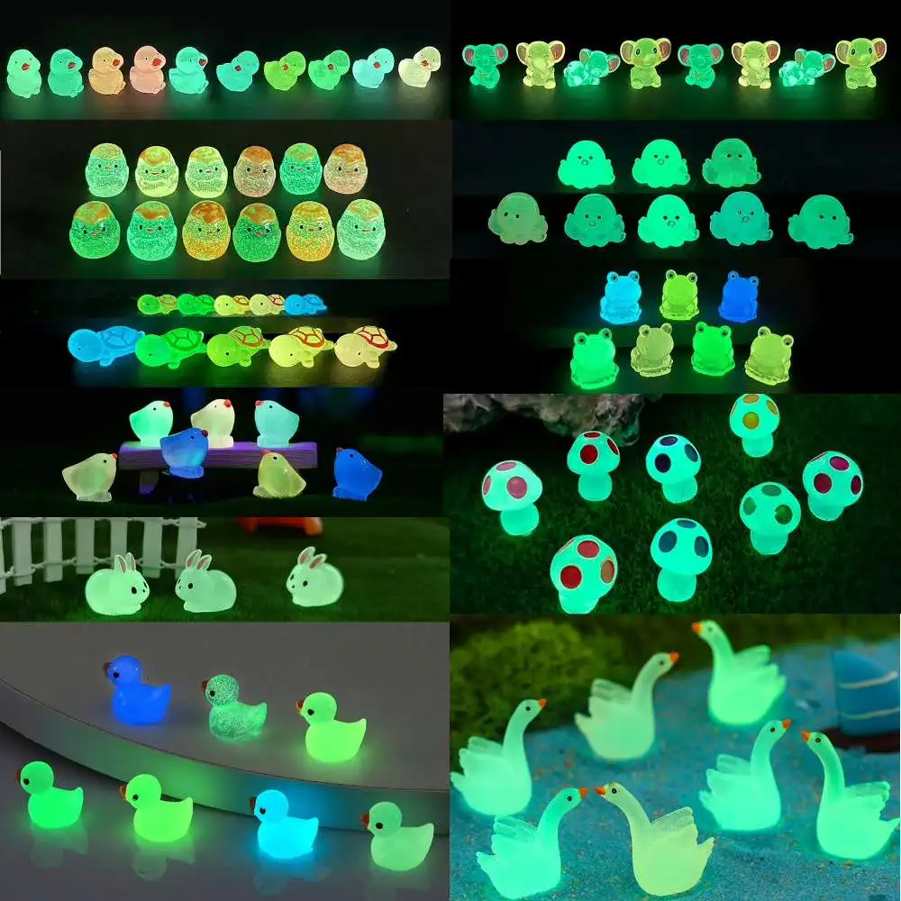 10Pcs Luminous Animal Spirits  Glowing Figure Micro Landscape Figure Ornament Glowing Miniature Statue Potted Mini Garden